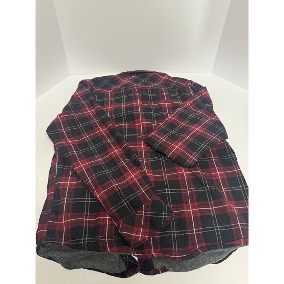 Voyager Shirt Men's Large Flannel Red Black Plaid Button Up Thermal Shacket L - Picture 10 of 10